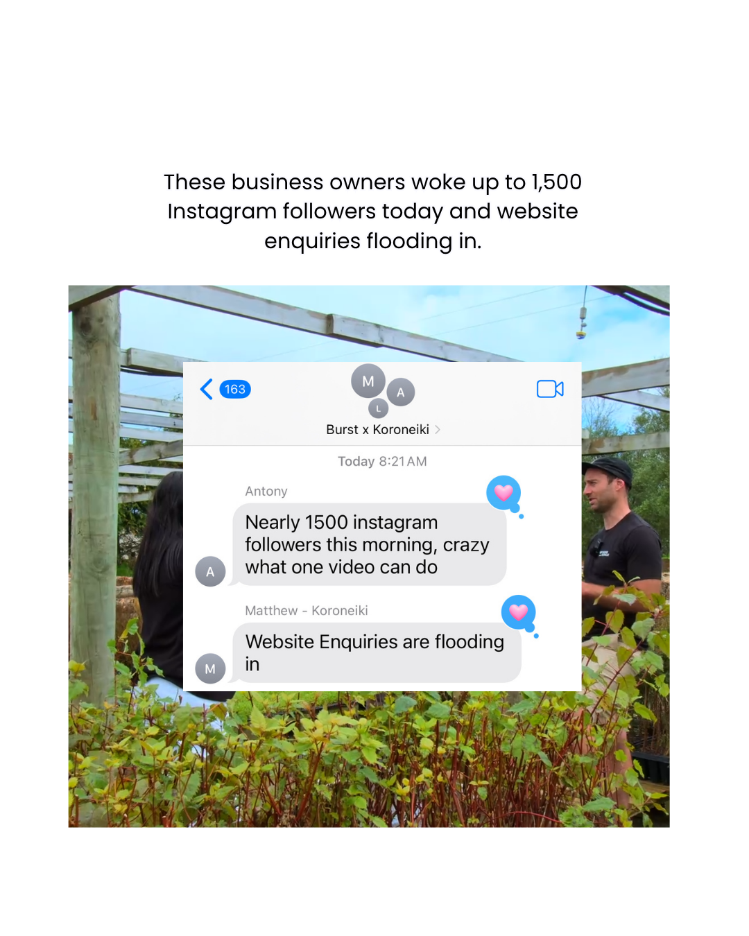 Koroneiki 1,500 Instagram followers and enquiries flooding in